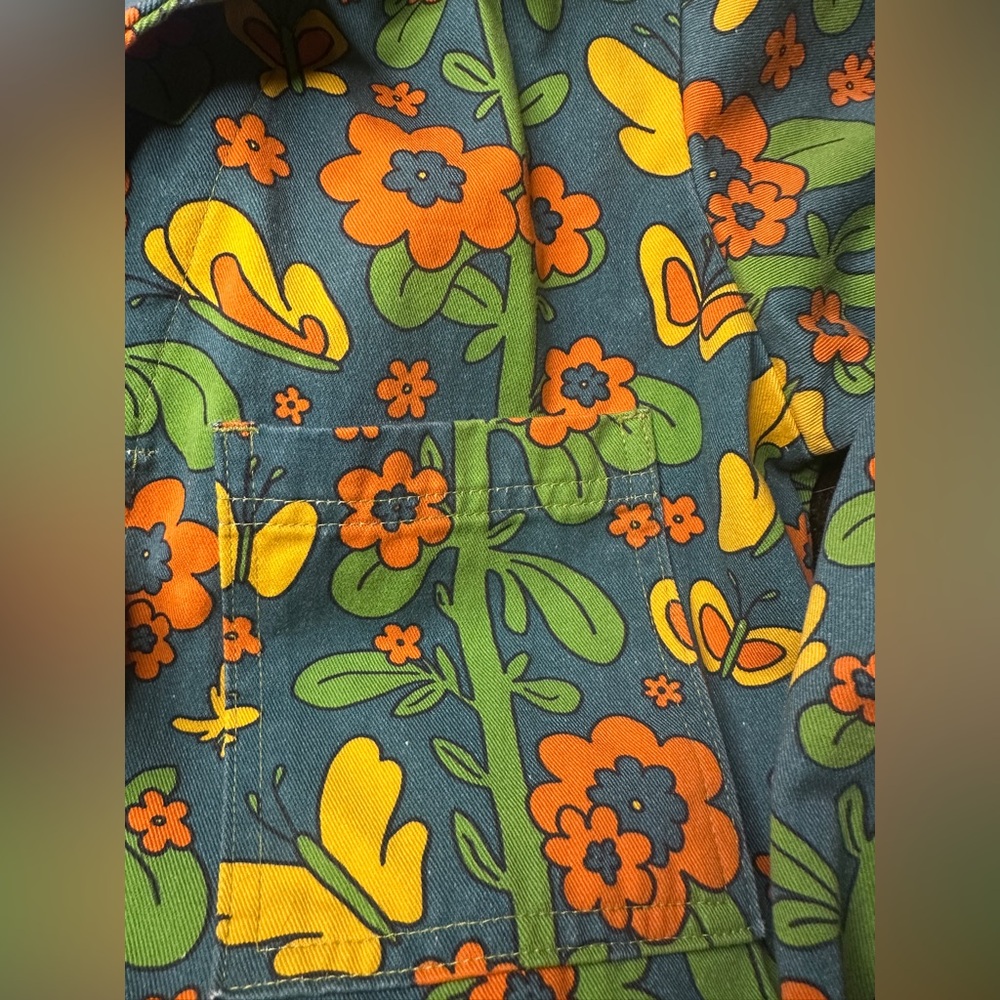 🦋Big Bud Press🦋 Everyday Long Sleeve Jumpsuit in 70s Floral Butterfly - S - RARE - Picture 14 of 16
